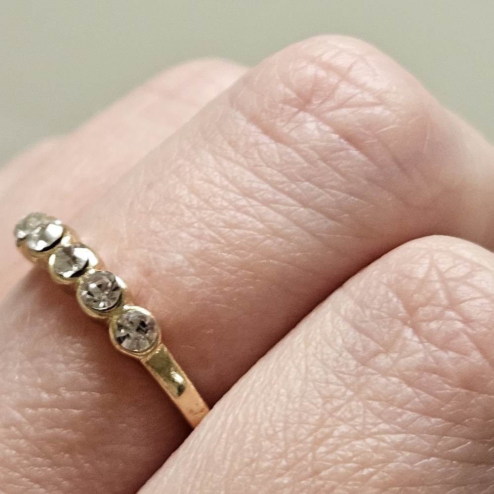 Handmade five stone bezel set antique style cz ring.